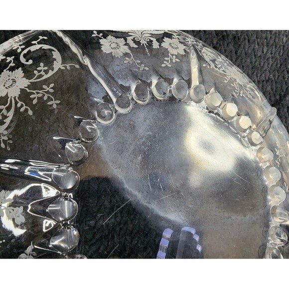 New Martinsville Prelude Etched Crystal Console Bowl Elegant Glass 1930s–1940s - Picture 6 of 8